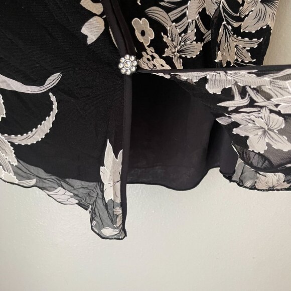 vtg Appointments Petite top womens Black Sheer Floral Rhinestone Size PL - Picture 13 of 16